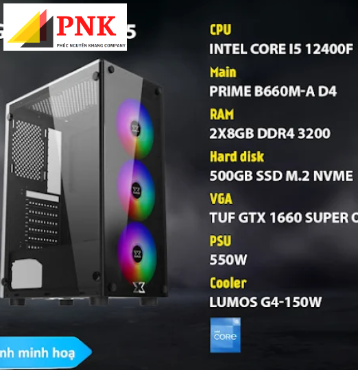 PC Gaming 50105 Intel Core i5-12400F/16GB/500GB SSD/GeForce GTX 1660 Super/Free DOS