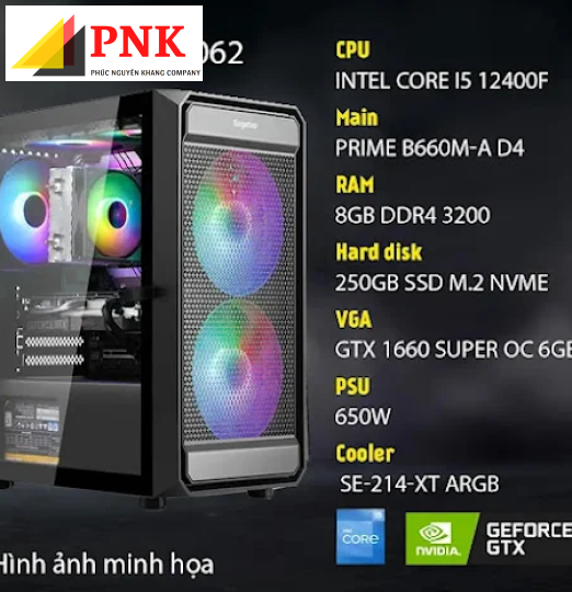 PC Gaming 50062 Intel Core i5-12400F/8GB/250GB SSD/GeForce GTX 1660 Super/Free DOS